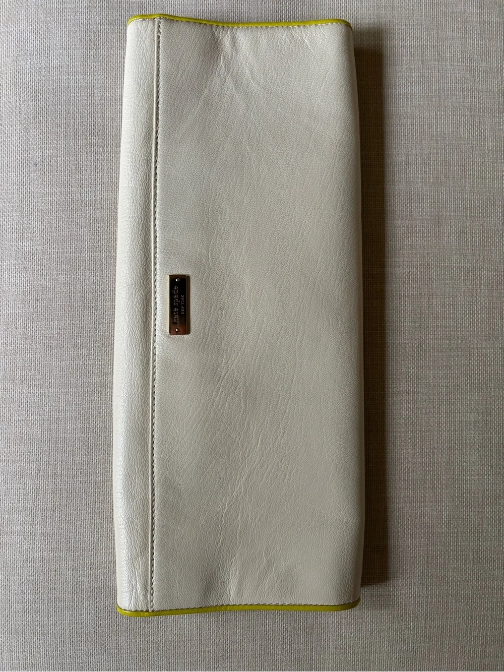 VINTAGE KATE SPADE BRYNDIS DRAGONFLY WHITE LEATHER CLUTCH Collectors Item